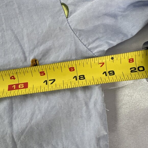 Light Blue Long Sleeve Crop Top Banana/Avocado Embroidery  Open Back  Womens S - Picture 11 of 14